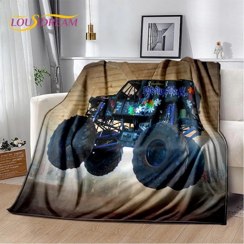 Мягкое фланелевое одеяло Monster Truck 3D Monster Jam Cartoon для кровати, спальни, дивана, пикника, плед для отдыха на свежем воздухе, подарок