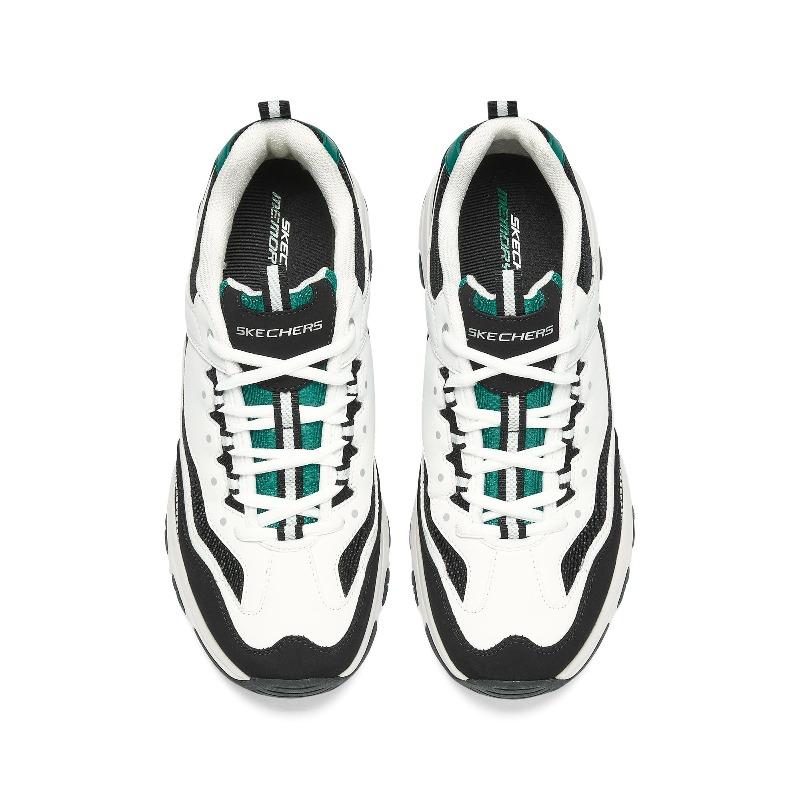 Skechers I-Conik D'Lites Мужские Белые Черные Низкие Папины Кроссовки Ткань Искусственная Кожа На Шнуровке Дышащие Поддерживающие 8790091-WBK