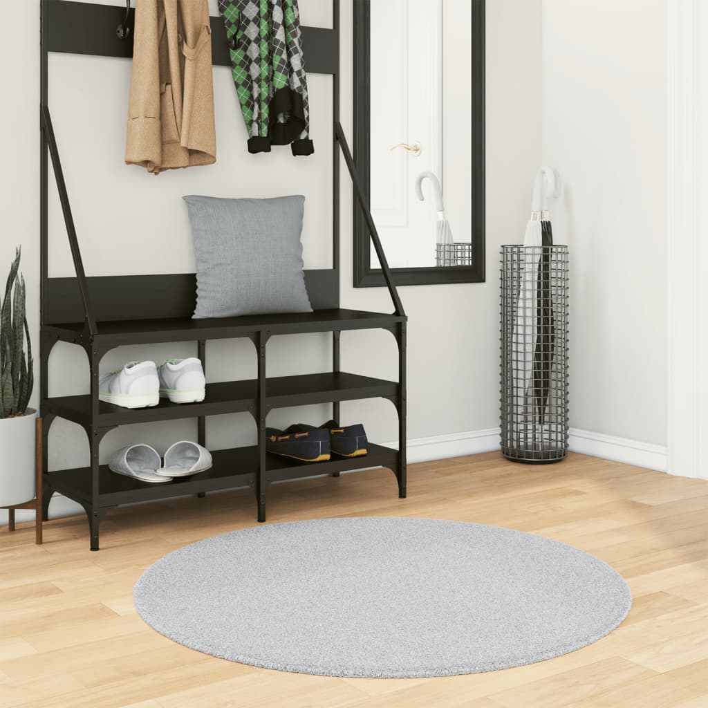 HUARTE Rug Short Pile Soft and Washable Grey Ø 100 cm
