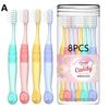 8 шт. зубная щетка с мягкой щетиной, скребок для языка 2 в 1, очиститель, очень мягкий, портативный инструмент для чистки зубов для взрослых, для путешествий