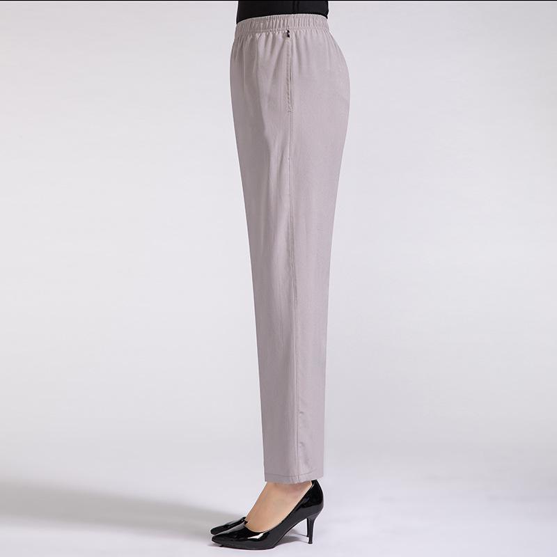 Women Summer High Waist Comfortable Elastic Waist Silk Pants
