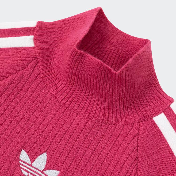 Adidas Вязаный свитер премиум-класса Originals с воротником в три полоски, женские топы пурпурного цвета JI7060