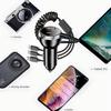Автомобильное USB-зарядное устройство 5-в-1 с выдвижным кабелем, светодиодным дисплеем напряжения, сверхбыстрой зарядкой для iPhone Samsung Huawei