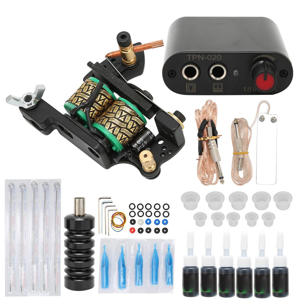 Tattoo Complete Starter Tattoo Kit Professional 6 Inks Power Supply Foot Pedal Needles Grips