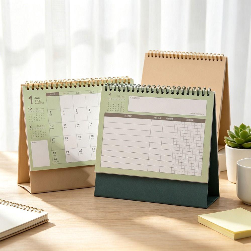 Paper 2027 Desk Calendar Morandi Color Standing Table Calendar Academic Planner Office Desk