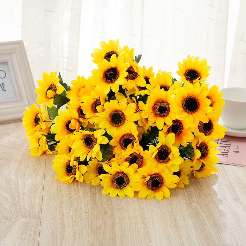 Realistic Appearance Artificial Sunflower Fake Silk Flower For Home Decoration**