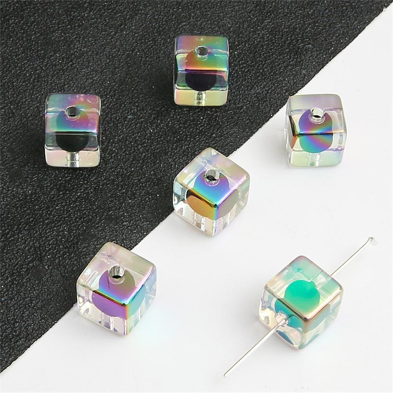 Прозрачные черные бусины с покрытием, разноцветные средние разделители для изготовления ожерелий и браслетов своими руками