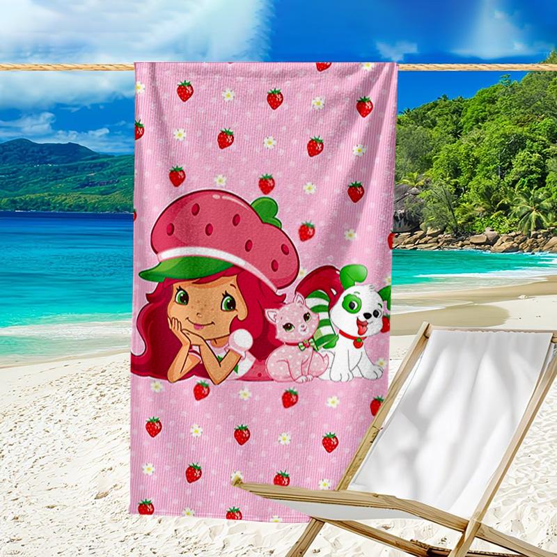Straw-berry Friends Quick-Dry Microfiber Beach Towel Super Soft & Absorbent for Bath, Beach, Travel Bath Time Accessory, Fan gifts