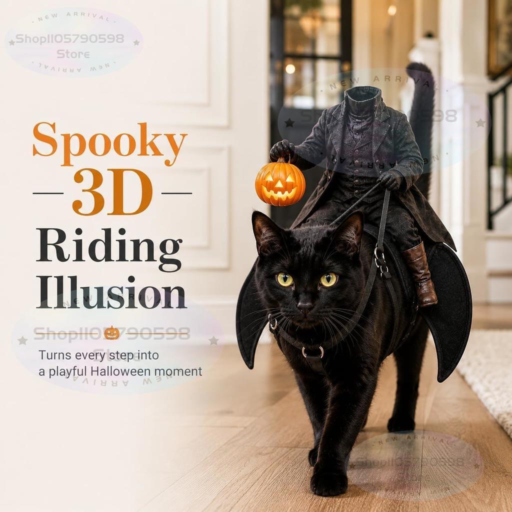 Horseman Cat Costume-Dog Halloween Costumes,3D Headless Horseman Design,Adjustable Fit for Cats/Small Dogs for Halloween