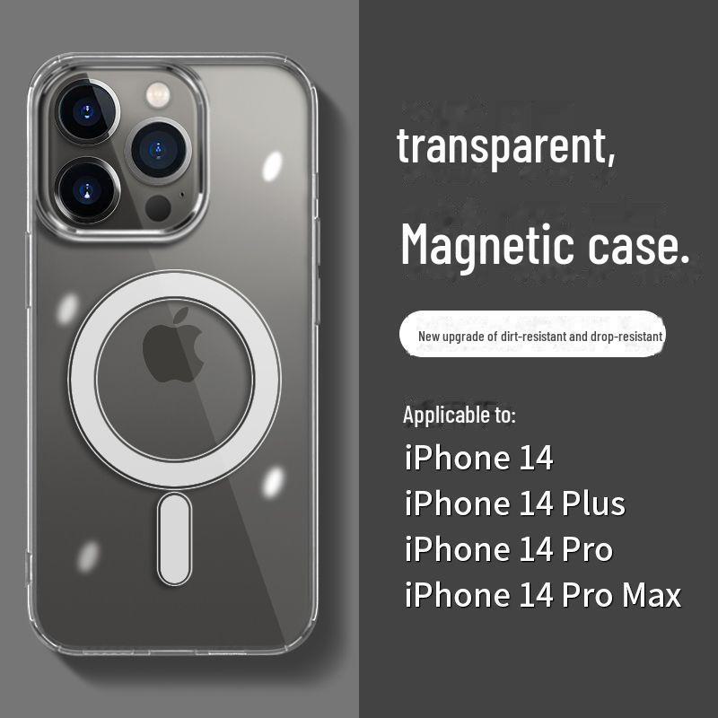 Совместим с iPhone 13/14 Pro Max, 12, 15 Plus Прозрачный магнитный беспроводной чехол MagSafe