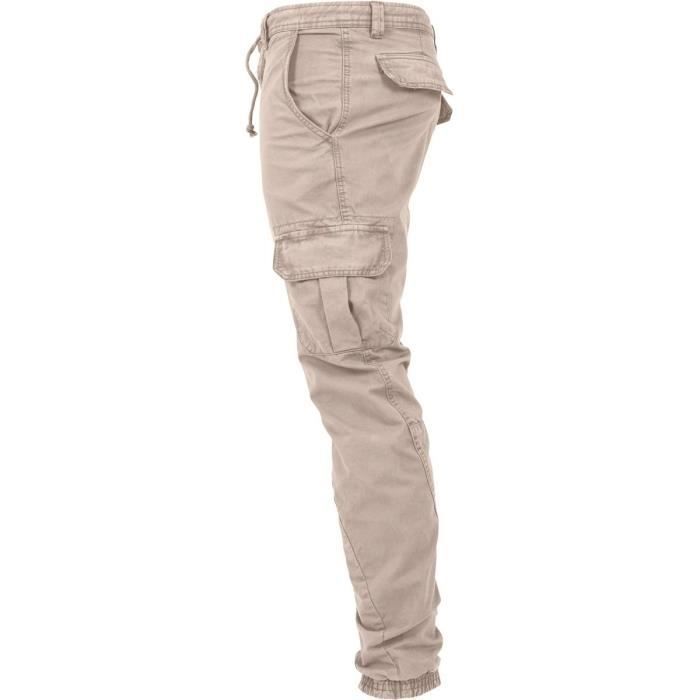 Pantalons de jogging Cargo - Urban Classics - Beige - 100% coton - Pour homme - Coupe confortable