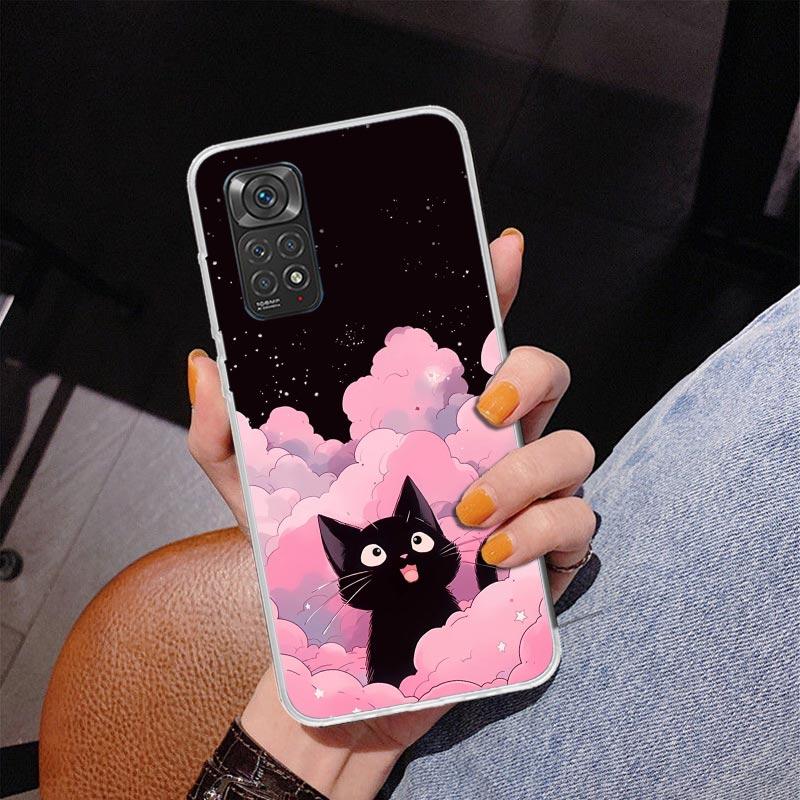 Anime Cute Black Cat Meow Phnoe Case for Phnoe Case for Xiaomi Redmi Note 15 14 14S 13 Pro Plus 12 12S 11S 11E 10S 10 11T 5G Uni