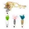 Set of 3 Cat Toys Made with Natural Feathers and Genuine Rabbit Hair, with Catnip Fruit Carrot-Shaped Plush Toy, Cat Teaser, Feather Toy, Stress