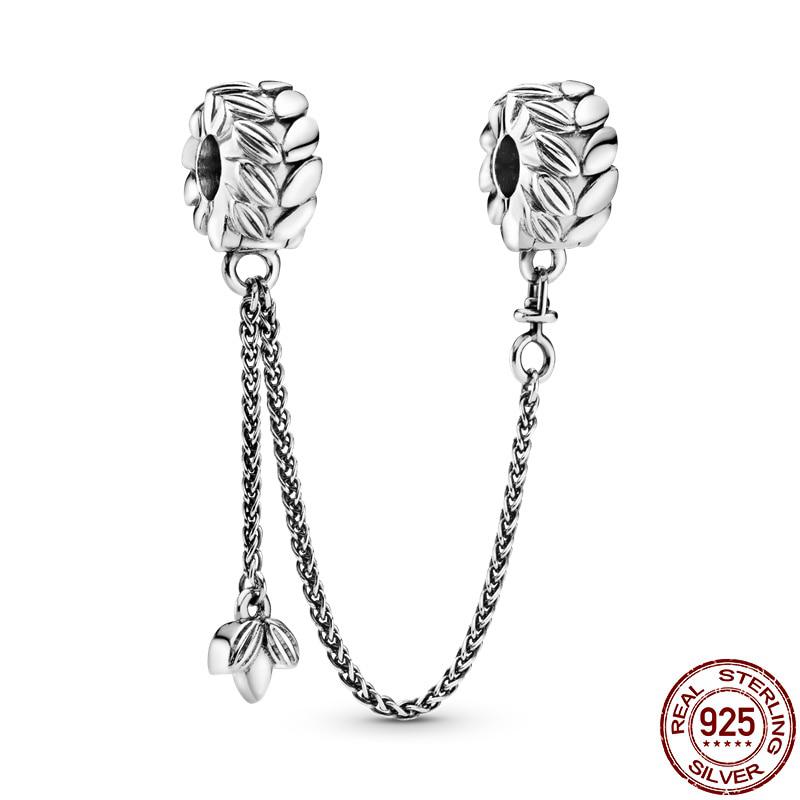 Классические защитные цепочки из стерлингового серебра 925 пробы, подвеска из бисера, подходит для оригинального браслета диаметром 3 мм, модные ювелирные изделия