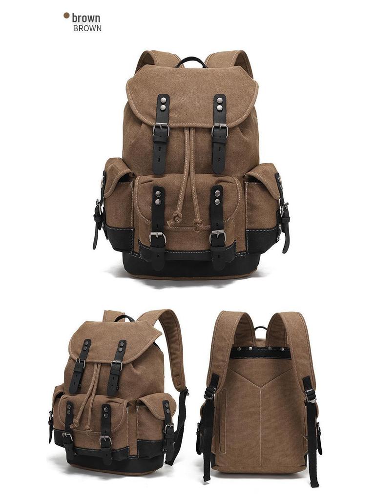 Unisex Waterproof Waxed Canvas Travel Backpack for Outdoor Sports and Laptops