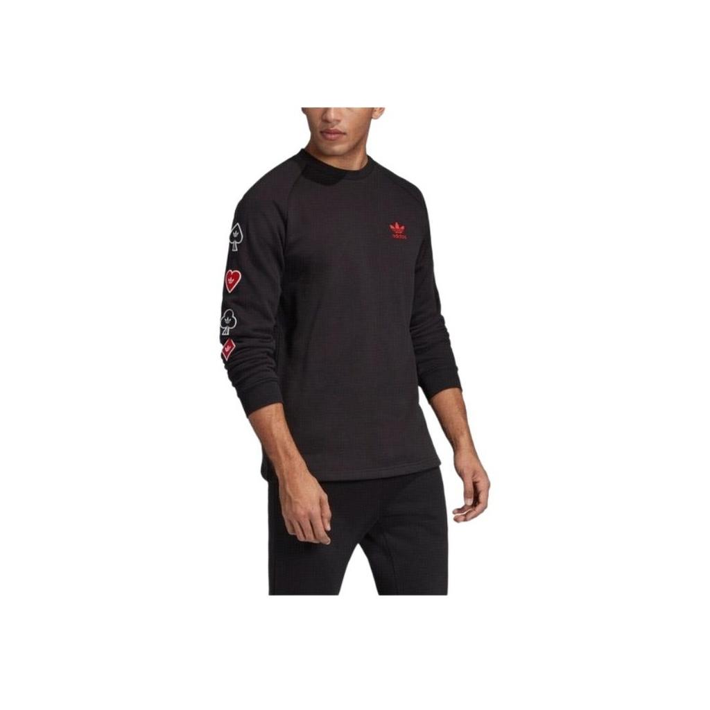 Adidas Толстовка с круглым вырезом Originals Trefoil Valentines Card Poker Graphic, мужская толстовка с капюшоном, черная FH7884