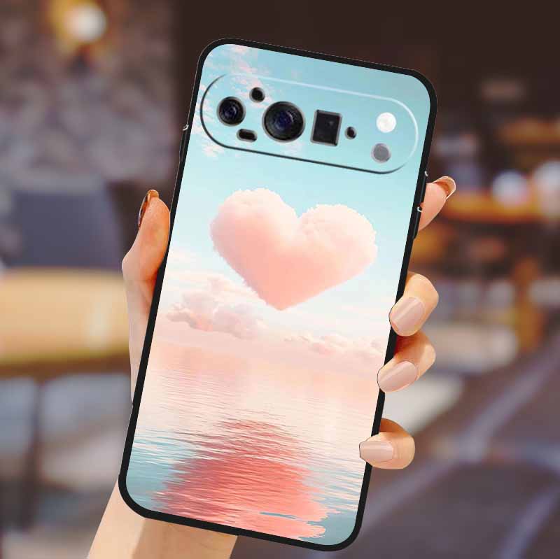 Для Google Pixel 10 Pro XL Чехол Силиконовый ТПУ Чехол для Телефона для Pixel10 Pro XL Цветы Подарок Пара Черный Задняя Сторона Мягкий Защитный Чехлы