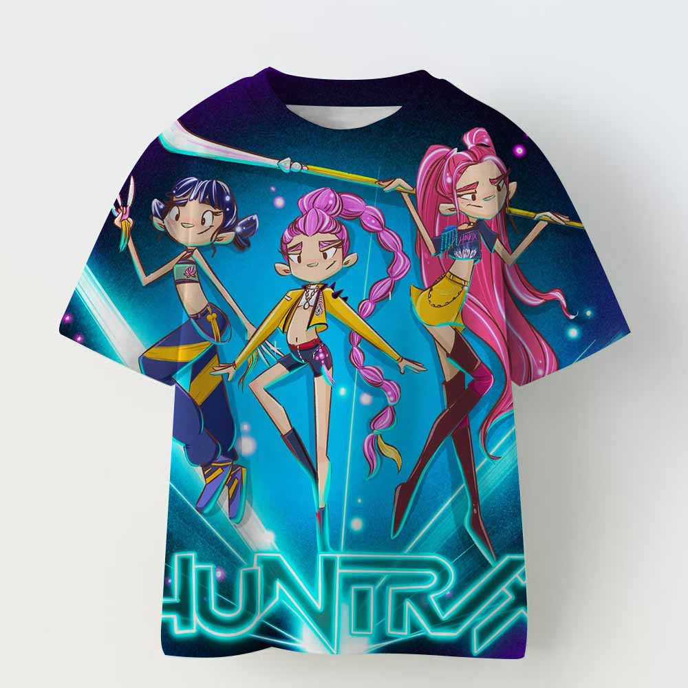 Винтажная футболка Rumi Tiger с принтом KPop Demon Hunters, аниме, с коротким рукавом, летняя, для девочки, для мальчика, повседневные топы, с круглым вырезом, одежда