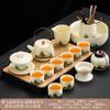 Business Gifts Ru Kiln Qingshan Tea Set Retro Light Luxury Set with Tea Tray Household Tea Souvenir