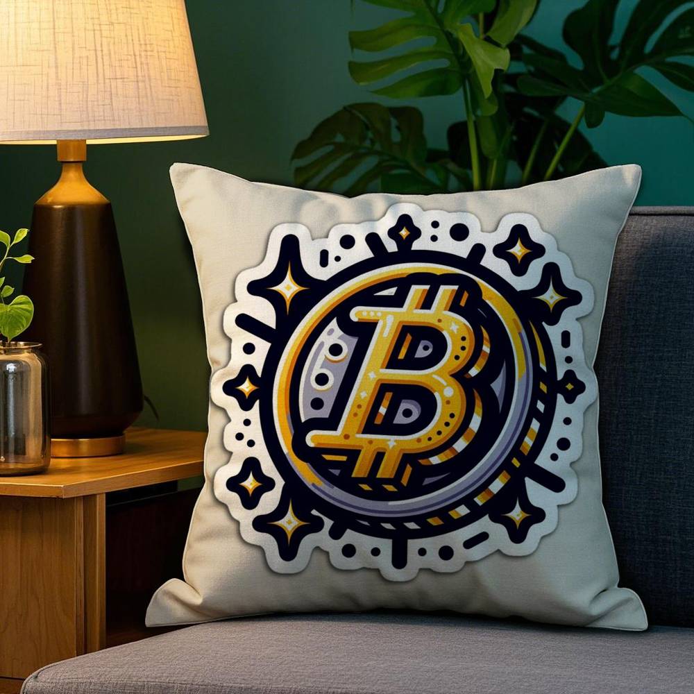 Биткоин Криптовалюта Btc Наволочка Плюшевая Ткань Мягкая Двусторонняя Печать Наволочка для Подушки Дивана Наволочки для Декоративных Подушек