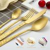 Набор столовых приборов из 5 предметов, столовая посуда из нержавеющей стали, роскошные золотые ножи, вилки, ложки, столовые приборы для банкета и вечеринки, набор столовых приборов с гравировкой на ручке