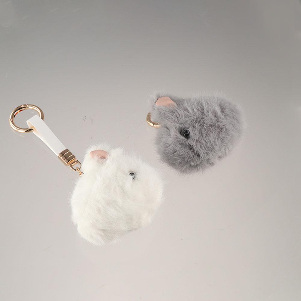 Ball Rabbit Keychain Plush Rabbit Shape Rex Rabbit Keychain Bunny Fur Hairball Keychain  Gift