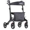 Rollator Walker with Seat for Seniors, Foldable Lightweight Rolling Walker, Carbon Fiber Mobility Walking Aid with 8" Solid PVC Wheels and Adjustable