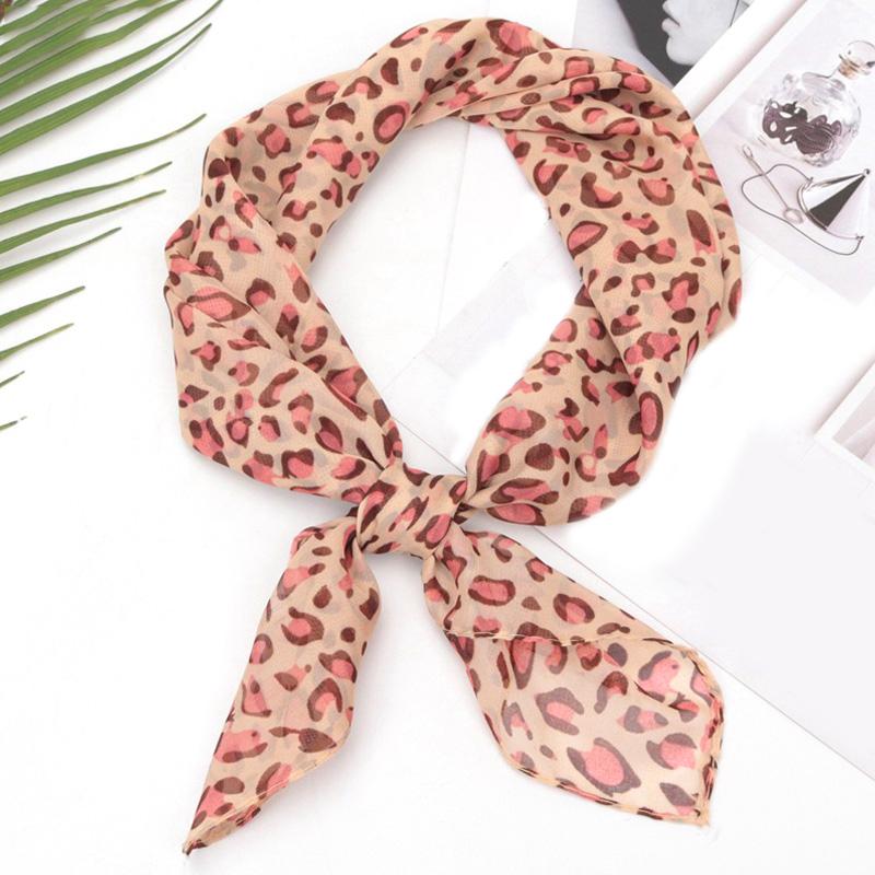 1 шт., декоративная повязка для волос с леопардовым принтом, платок, шифоновый квадратный шарф, защита от солнца, винтажный