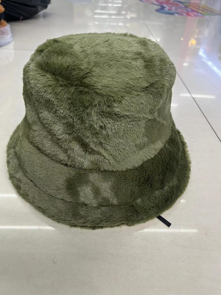 Imitation Rabbit Plush Bucket Hat, Warm in Autumn/Winter, Wide-brimmed Washbasin Hat