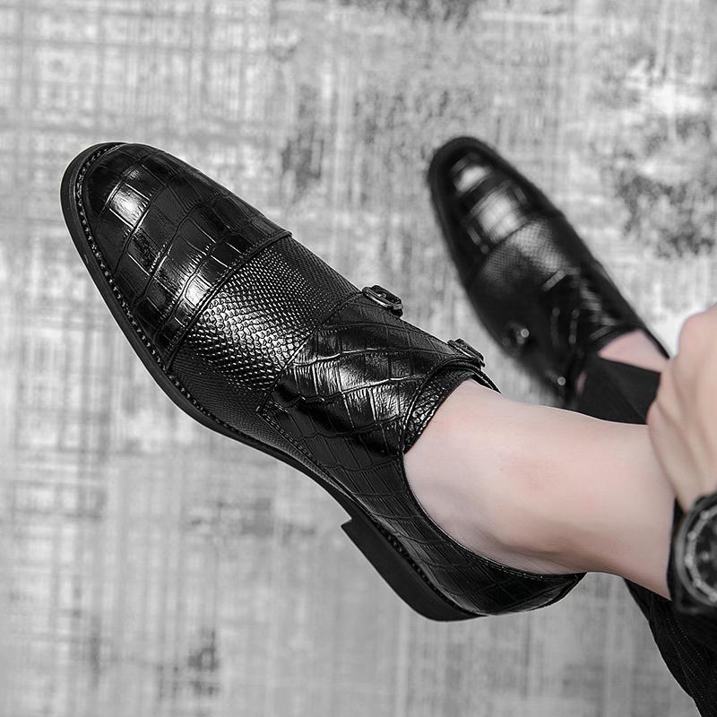 Модные мужские туфли из искусственной кожи с двойной пряжкой, мужские туфли с ремешком-монком и принтом змеи, классические итальянские туфли Zapatos Hombre, размер 48