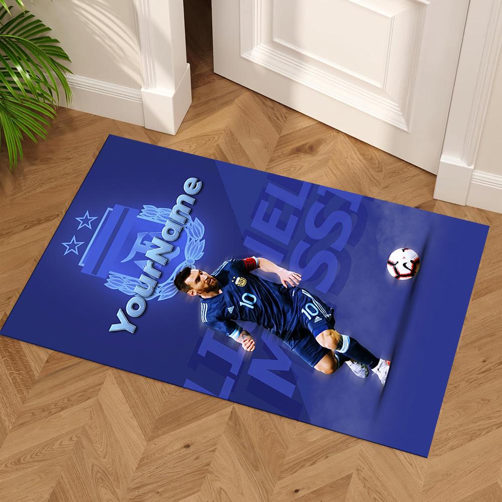 Messi Personalized Name Carpet Suitable for Game Room Balcony Foyer Decorate room Antislip Carpet Anime Office Decor Perfect Gift for Friends & Family