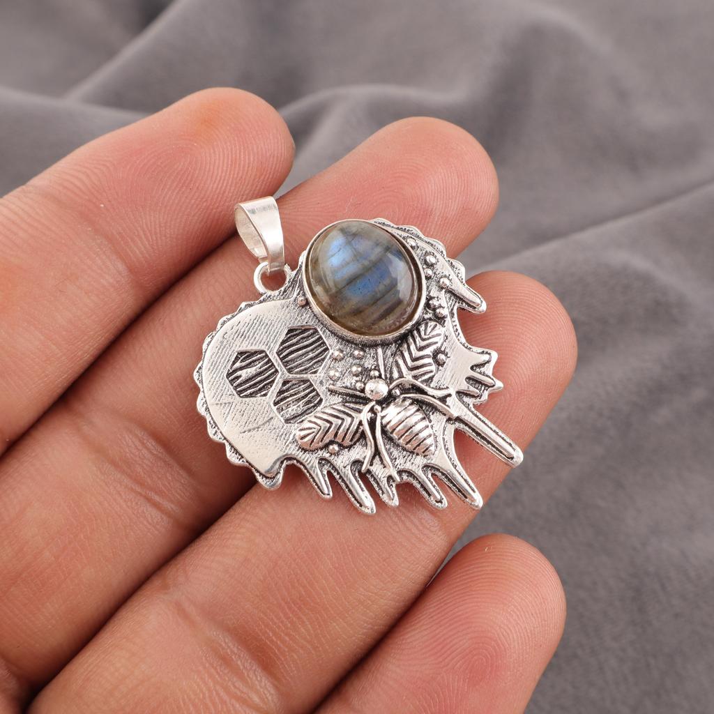 Labradorite Gemstone 925 Sterling Silver Handmade Unique Jewelry Pendant