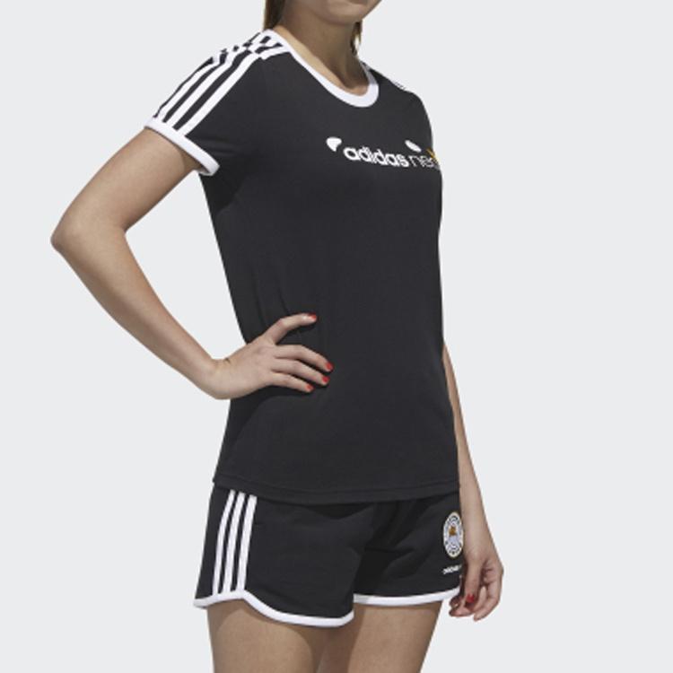 (WMNS) adidas neo Yellow Crossover Sports Short Sleeve Black Women's GL7212