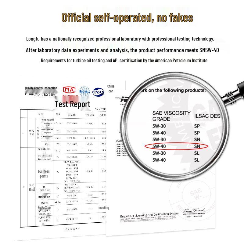 All-Season Fully Synthetic 5W40 Engine Oil for Gasoline Engines, SN/SL Grade