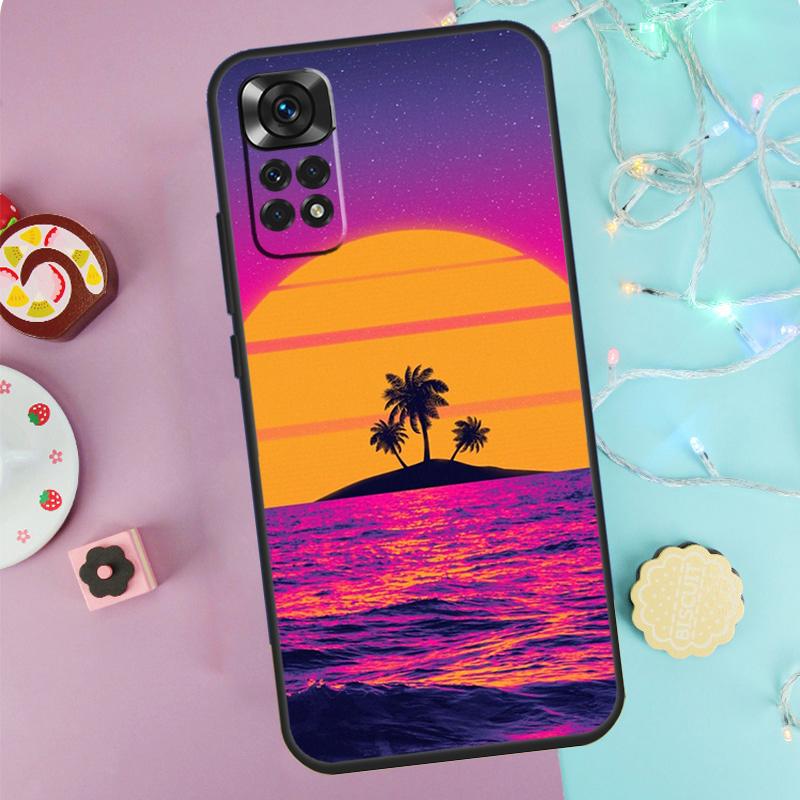Синтвейв 80-х Ретро Неоновый вэйпорвейв Чехол Для Xiaomi Redmi Note 14 13 12 11 10 9 Pro 9S 10S 11S 12S Redmi 10C 12C 13C 14C Обложка