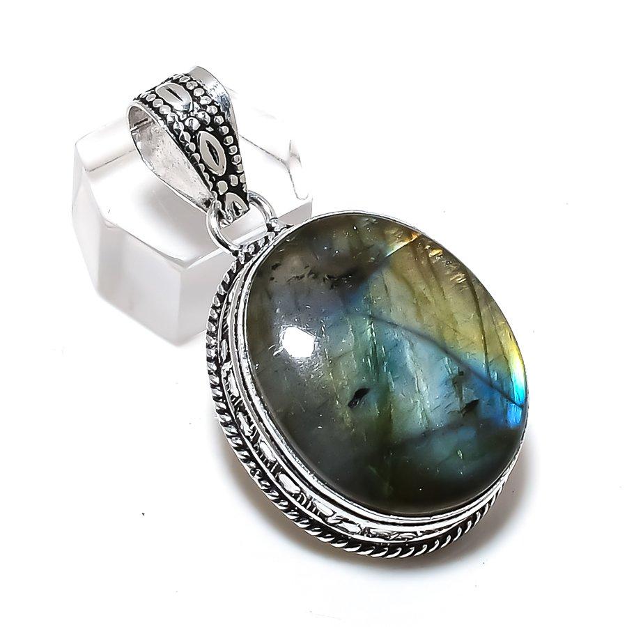 Ювелирный кулон из натурального лабрадорита 925 пробы из серебра 1,89 дюйма a7N77