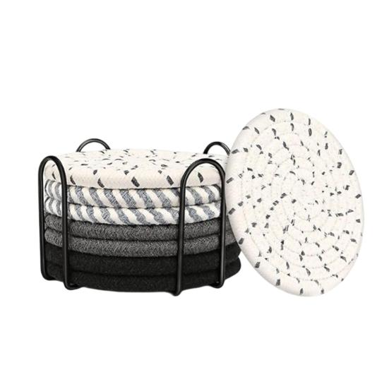 8Pcs Trivets Set for Hot Dishes Cotton Woven Pot Holders Heat Resistant Hot Pads Non-Slip Kitchen Table Protector for Counter