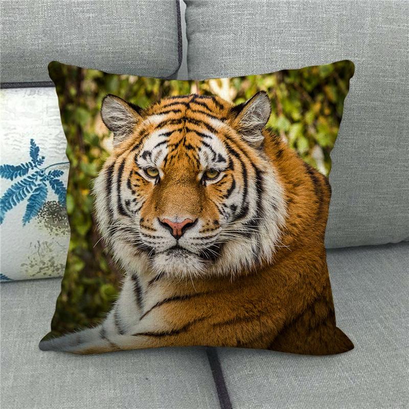 Feline Animals: Tigers, Wolves Digital Printing Short Plush Pillow Covers For Car Sofa Office Cushion Cover Home Goods