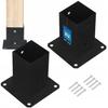 Wooden Pole Base Screwed to Concrete Black Steel 80x80 mm 2 pcs