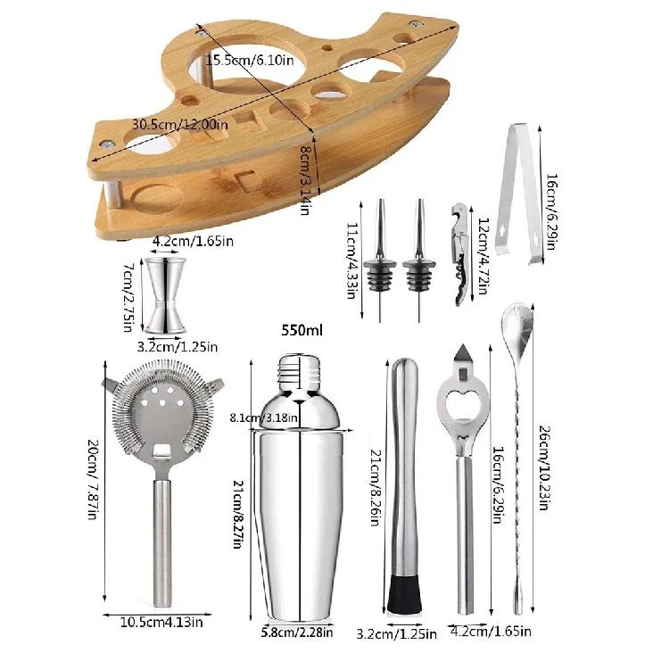 UPORS Stainless Steel Cocktail Shaker Mixer Wine Martini Boston Shaker For Bartender Drink Party Bar Tools 550ML/750ML 7