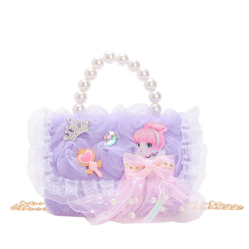 Pvc Fashionable Chain Bag For Children With Adorable Bowknot And Lining Breathable