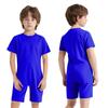 Kids Girls Boys Adaptive Clothing Round Neck Short Sleeve Back Zipper Solid Color Jumpsuit