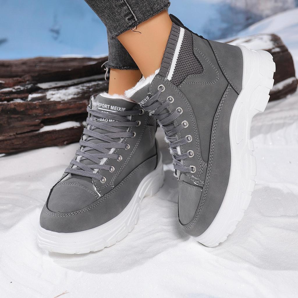Модные женские повседневные ботинки 2025 Новые Удобные Толстая подошва На шнуровке Женские Теплые Ботильоны Зимние На шнуровке Уличная женская обувь Zapatos De Mujer