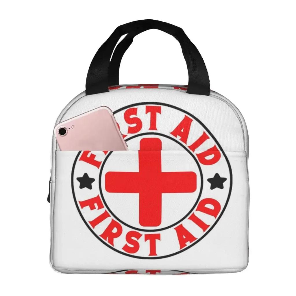 First Aid Medical Emergency Insulated Lunch Bag for Women Children Portable Food Boxes Thermal Lunch Box Tote
