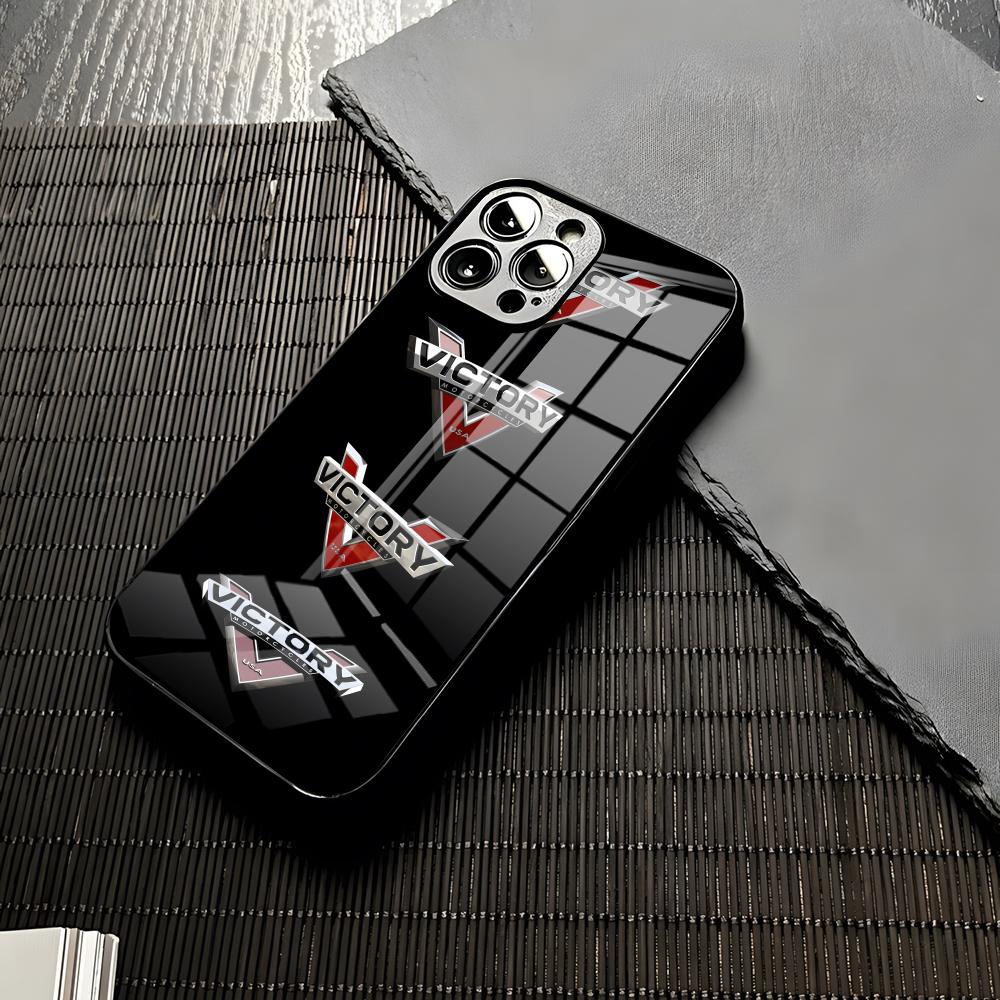 VICTORY MOTORCYCLES USA Чехол для телефона для iPhone Женский 16 15 13 12 14 11 Pro Max Mini X Xr Xs 8 7 Puls 6 Стеклянный Funda Чехол