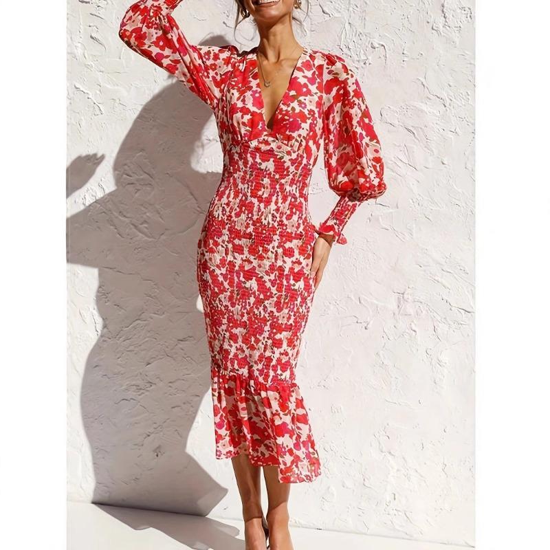 Весеннее женское сексуальное платье-футляр с V-образным вырезом и темпераментом для светской львицы с поясной сумкой