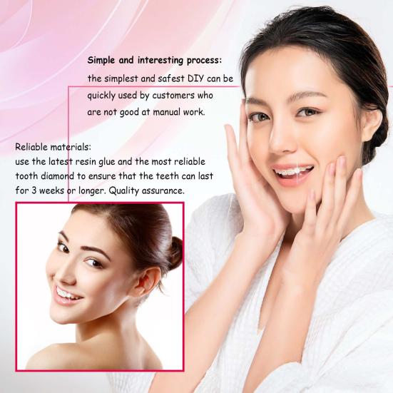1 набор зубных накладных драгоценных камней Блестящая глянцевая отделка Клейкий декоративный орнамент для прочных зубов с УФ-лампой Набор для DIY зубной красоты с накладными драгоценными камнями для девочек