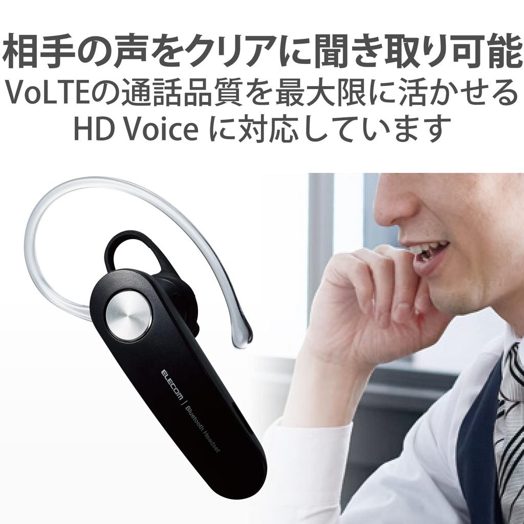 ELECOM Bluetooth Bluetooth Поддерживает звонки и уровень заряда батареи Гарнитура HD Voice, 5.0, Внутриканальный тип, Музыка, Дисплей, Поддержка, Черный, LBT-HS11BK