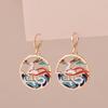 Colorful Aesthetic Animal Cat Rabbit Koi Dragon Earrings For Women Girls Enameled Delicate Gold Color Hoop Earrings Zircon Gift