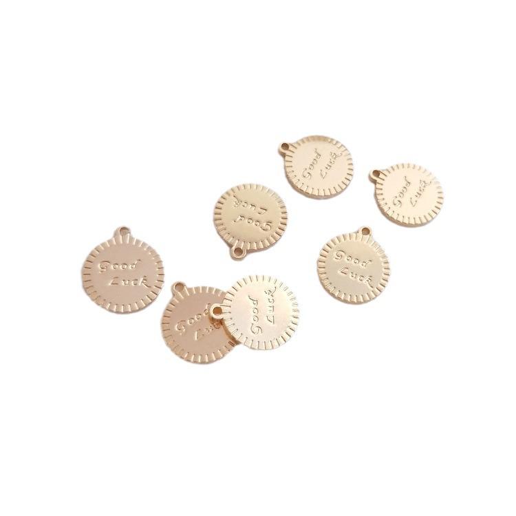 Кулон на удачу из золота 14 карат с заполнением: Круглая бирка для сохранения цвета для ожерелья, браслета и цепочки для ключицы, сделанных своими руками